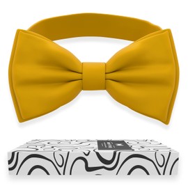 Adam Young Mens Pre-Tied Formal Satin Classic Bow Tie for Tuxedo Faux Silk, 14 gold
