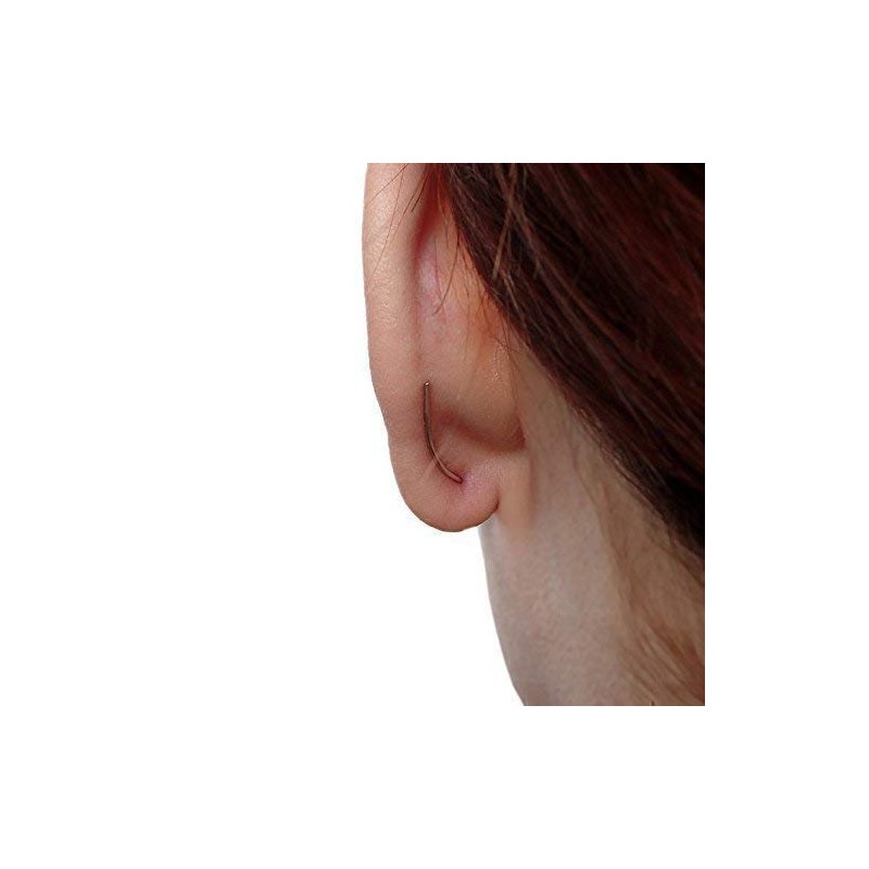 Rose gold-plated minimalist ear cuff earrings made of sterling silver,
