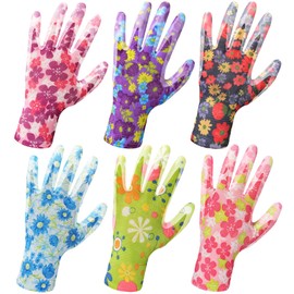Nimalpal 6 Pairs Gardening Gloves for Women - Breathable Rubber Coated Garden Gloves, Multi-purposes Gardening Gloves with Super Grip, Thorn Proof and Cut Resistant Outdoor (6 Colors) | Nimalpal