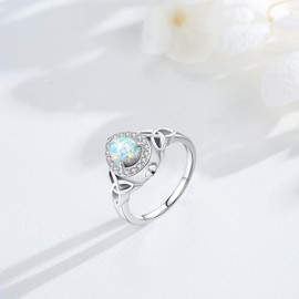 QHQPQ Opal Urn Rings for Ashes for Women 925 Sterling Silver Cremation Ring Memory Jewellery Ash Keepsake Gifts 8 Size