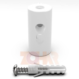 ZOHAR Pack of 2 Ceiling Mounting, Surface-Mounted Cable Holder, Wall and Ceiling Pins, Cable Hanger, Cable Hanger, Monkey Swing, Cable Hanger with Screws and Dowels for Textile Cables Lamp DIY White