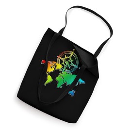 Travelling Traveler Globe Colorful Compass World Map Tote Bag