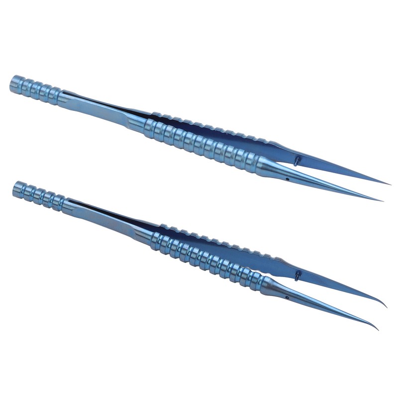 2 Pcs Fine Tipped Tweezers Straight Tip Bent Tip Titanium