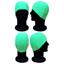 Blue Reef Elasticated Spandex Stretchy Anti Tear Easy Fit Plain Non Waterproof Deluxe Pull On Swimming Hat Swim Cap One Size Suitable For All Ages 3+ Years (Green)
