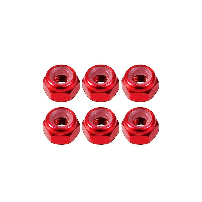 Lightweight Aluminum Nylon 0.1 inch (3 mm) Nuts 6 Pieces