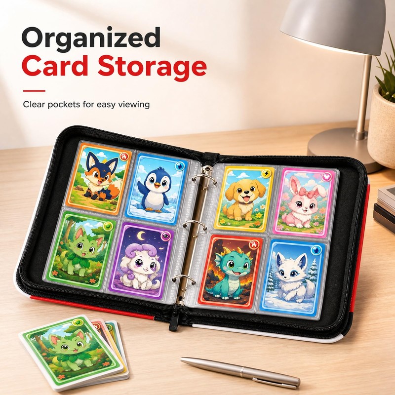 1 Large Capacity Trading Card Binder, 4-Pocket Card Holder with