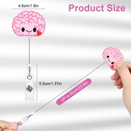 OFFCUP Badge Reel Holder, 3pcs Retractable Felt Badge Reels, Cute ID Badge Holder Felt Nurse Reel Retractable Lanyard Clips for Nurse Doctor Teacher Student (Lungs, Heart, Brain)