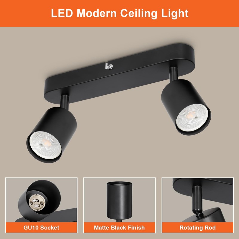 Ketom Spotlights Ceiling Lights Rotatable - 2 Way Adjustable Ceiling