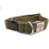 Harris Tweed Green Herringbone Handmade Dog Collar (Small)