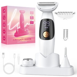 Women's Razor, 3-in-1 Intimate Shaver for Women & Facial Hair Remover for Women, IPX7 Waterproof, Wet and Dry, Women's Shaver Electric for Bikini Area, Armpits, Legs, Bikini Trimmer with USB Charging