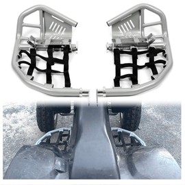 KUAFU Nerf Bars Foot Peg Heel Guard Aluminum Compatible with All Years Honda 400EX 400X (Silvery Nerfs + Black Nets)