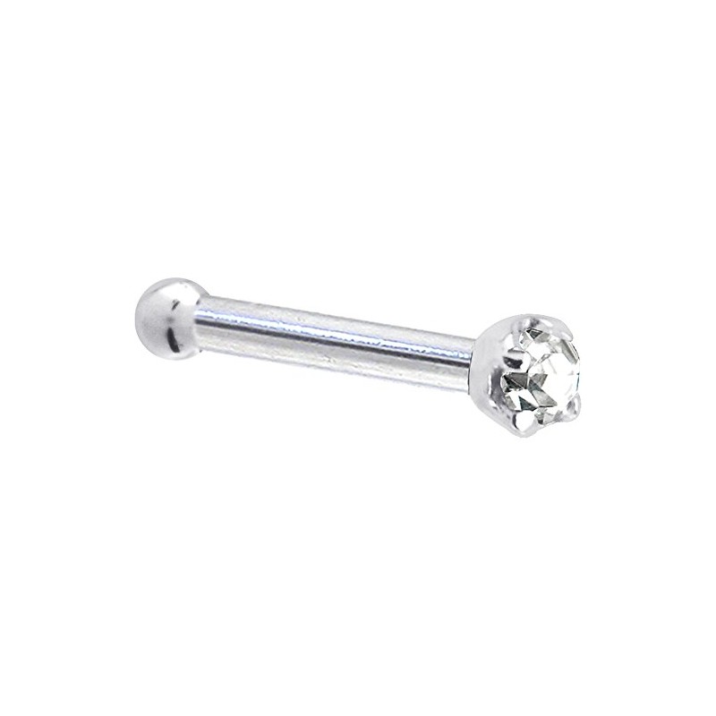 Solid Platinum 1.5mm (0.015 cttw) Genuine Diamond Nose Stud Bone