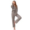 Ekouaer Women's Waffle Knit Pajama Sets Comfy Long Sleeve Lounge