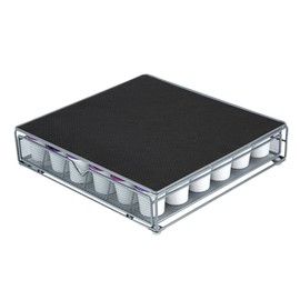 Restaurantware Restpresso 13 x 12.2 x 3 Inch Coffee Capsule Drawer 1 Heavy-Duty Pod Drawer - Holds 36 K-Cups Grip Top Iron Espresso Pod Organizer Mesh Tray Pods Not Included