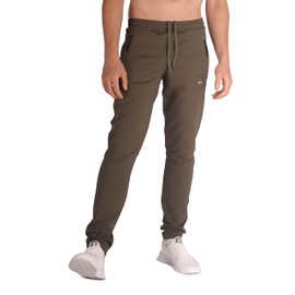 SCR Workout Pants for Men Tall 33 Inseam Joggers 28Wx33L with Zippered Pockets and Drawstring Elastic Waist (Khaki Green)
