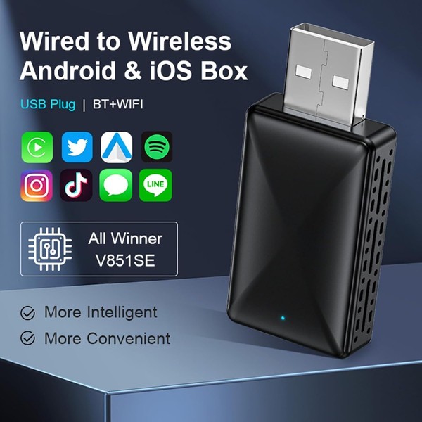 2 in 1 Android Auto Wireless Adapter & Wireless CarPlay