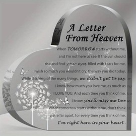 Heartfelt Sympathy Gift - A Letter From Heaven - Acrylic Heart Keepsake for Remembrance of Loved Ones Xbj-10003