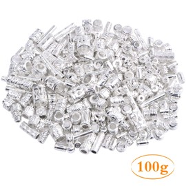 100 Gram Mixed Column Barrel Spacer Beads Vintage Alloy Tube Bar Shape Loose Charm Beads Accessories for DIY Bracelet Necklace Jewelry Making Findings, Bright Silver