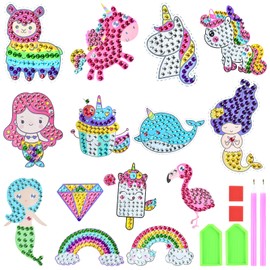 5D Diamond Painting Set for Children, 14 Pieces Diamond Painting Stickers, Diamond Painting Children Animals, DIY Animal Painting Animals Diamond Sticker Kit, Stickers for Children and Adults