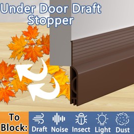 Under Door Draft Stopper, Self-Adhesive Door Sweep for Bottom of Door, Weather Stripping Doors Seal Soundproofing Insulation Strip, Doors Bottom Gap Blocker for Exterior/Interior (39Inch, Brown)