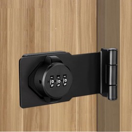VIDYSUFYR Password Rotary Hasp Locks, 90 Degree Door Security Slide Latch Lock,2 Pack Black Digit Combination Lock for Small Doors, Cabinets, Barn Door, Garden