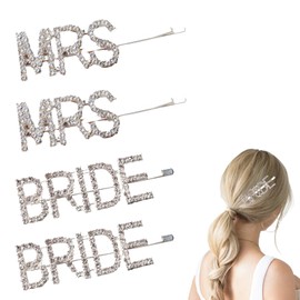 4 Pcs Bride Bachelorette Accessories, Bride Hair Clip with Rhinestones Word, Bridal Hairpin for Women and Girls, Bachelorette Mrs Hair Claw Clips Accessory Suitable for Wedding and Party