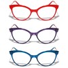 V.W.E. 3 Pairs Women Cateye Pointed Tip Reading Glasses -