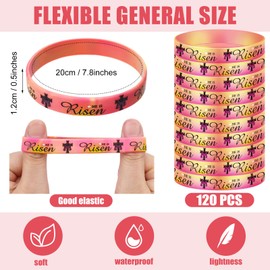 Sosation 120 Pcs Easter Jesus Bracelets Christian Rubber Bracelets He Is Risen Religious Silicone Bracelets Wristband Easter Party Favors Easter Egg Fillers Stuffers Basket Gifts Bulk