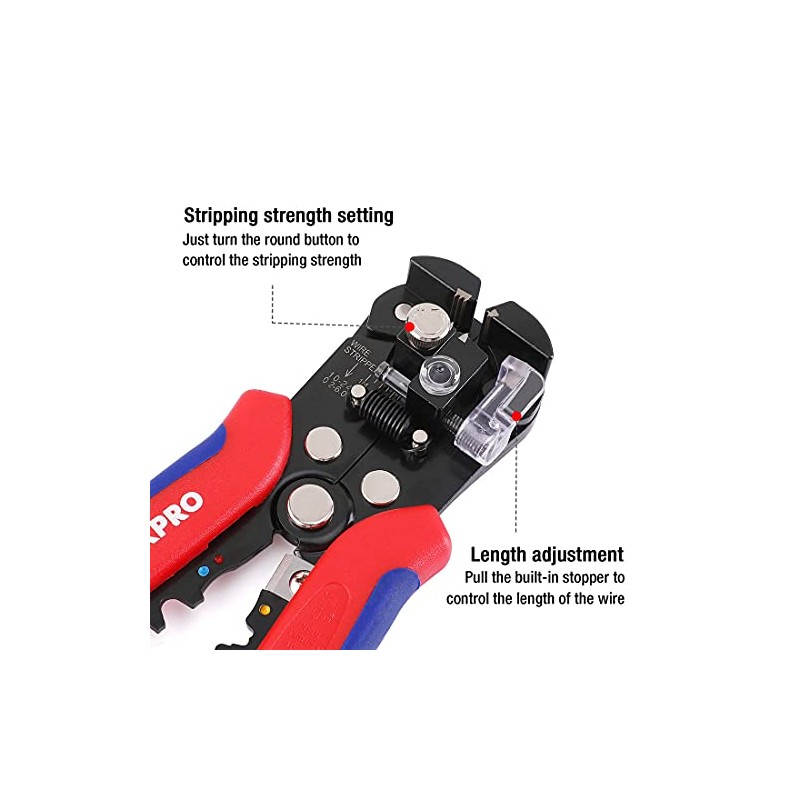 WORKPRO Self Adjusting Wire Stripper, 3-in-1 Automatic Wire Stripper/Cutter/Crimper, AWG10-24,