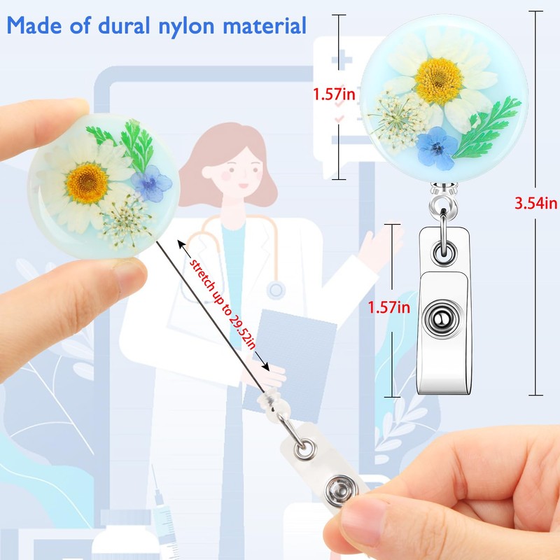 4 Pack Floral ID Reel Set Practical ID Badge Holders