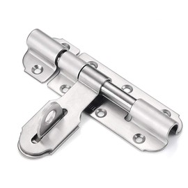 Tiberham Sliding Door Latch 100mm Stainless Steel Door Latch Sliding Lock with Padlock Clasp, Heavy Duty Tower Latch Door Bolt Padbolt for Bathroom Toilet Garden Gate Shed Doors