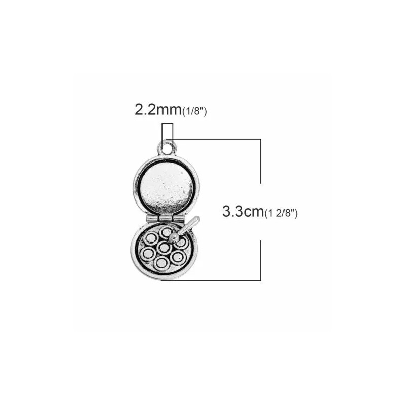 Unbranded 5 pcs. Antique Silver Make Up Compact Charms Pendants
