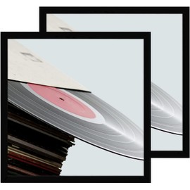 eletecpro 12.5x12.5 Black Record Frame, Sturdy and Lightweight, PVC Album Frame Made to Display Vinyl Records, Home Decor LP Record Frame for Wall Easy to Hang Suit to 12x12 LP Covers, 2 Pack