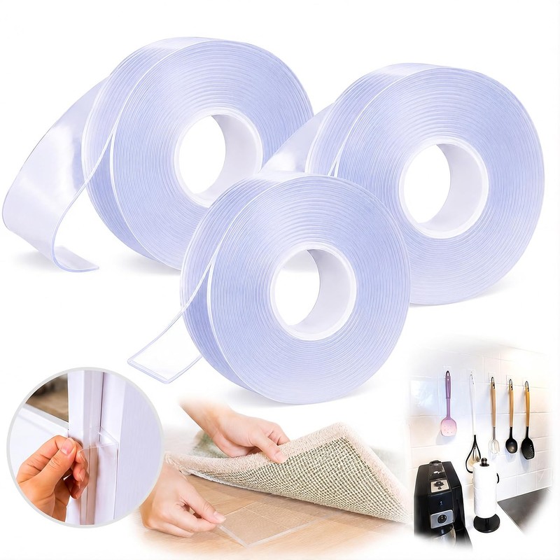 3 piezas Ivy Grip Tape Cinta Doble Cara Transparente, Reutilizable,