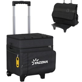 Cooler with Wheels and Handle, 50 Can Rolling Cooler, Portable Collapsible Soft Cooler with Wheels, Leakproof Insulated WheeledCooler for Beach, Camping, Patio Travel, Outdoor, Ball Fields