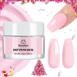 Beetles Dip Powder, 25g Dipping Powder Nail Art Starter Manicure DIY Home Salon Long Lasting Winter Dip Nail Art Design No Nail Lamp Needed - Color: Barely Pink