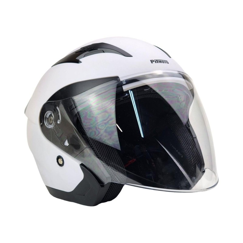 PITMOTO Open-Face Motorcycle Helmet. DOT, Model PM-768. -Matte White-X-Large