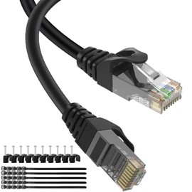 Aimyzii - Cable Ethernet Cat6 (25 pies) Cat6, cable de red RJ45, soporte Cat6, Cat5E, Cat5, incluye 25 bridas y 25 clips de cable
