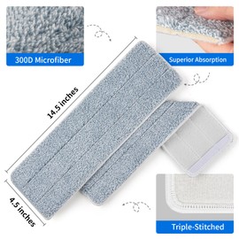Oshang Flat Mop OG7 Head Refill, 14.5" X 4.5" Flat Mop Pads, Microfiber Mop Pads Flat Mop Replacement Heads