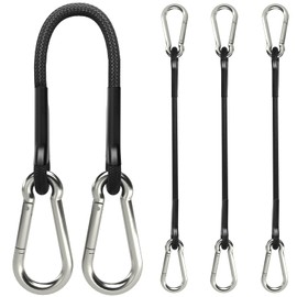 sprookber 12 Inch Bungee Cords with Stainless Steel Carabiner, Heavy Duty Strong Bungee Cords for Camping, Tarps, Bike Rack, Hand Carts etc, Set of 4