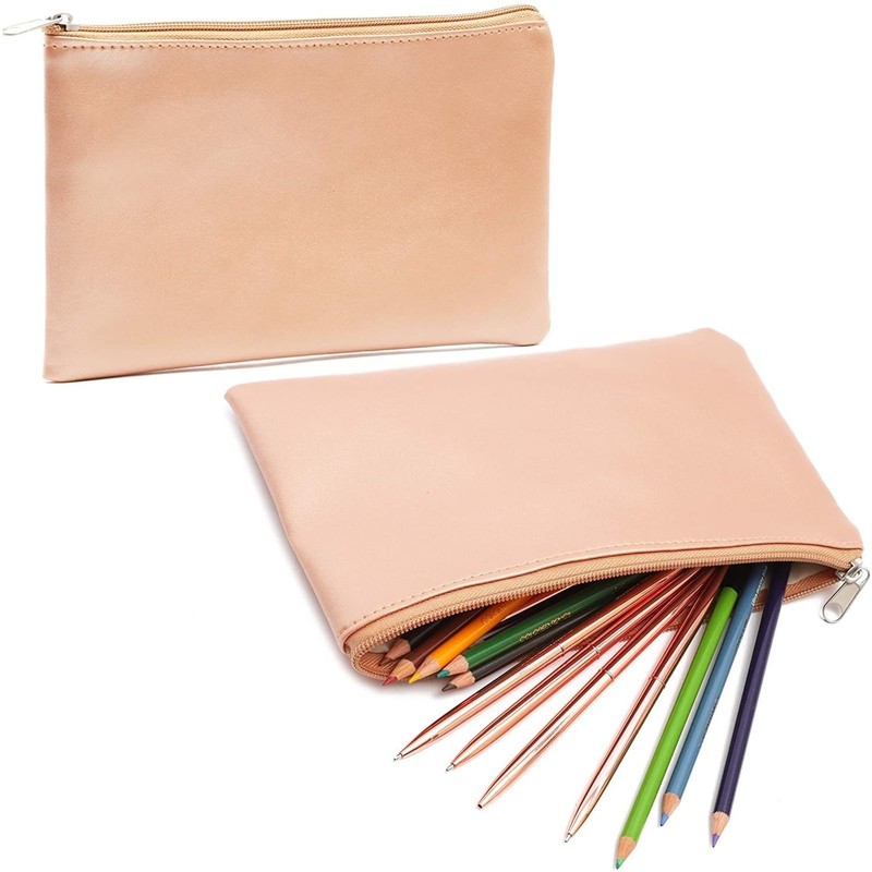Juvale Rose Gold Pouch for Pens, Makeup, Accessories (2 Pack)