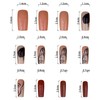 BABALAL Long Square Press on Nails Brown Fake Nails Abstract