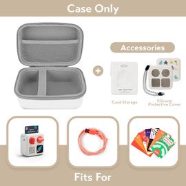 Fonwill Travel Storage Case,Hard Case and Silicone Cover for Yoto Mini Player, Kids Audio Music Accessory for up to 40 Cards(White)