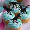 18pcs Black Glitter Dinosaur Silhouette Cupcake Topper for Ancient Animal