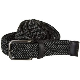 Perry Men's Woven Belt with Stretch Leather-Trim Fabric, Gray, Medium (34 - 36)