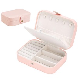 Kzouenzu Jewellery Box, Travel Jewellery Box, Jewellery Box for Girls, for Earrings, Necklaces, Rings, Wedding Gift (Pink)