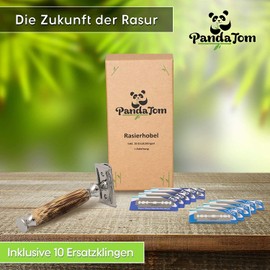 PandaTom Safety Razor for Men and Women with Bamboo Handle, Wet Razor with 10 Razor Blades, High Quality & Gentle, Safety Razor Closed Comb, Sustainable, Plastic-Free