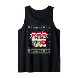 Ugly Xmas Sweater Red Panda In Christmas Socks Tank Top