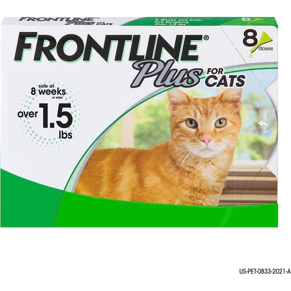 FRONTLINE Plus Flea and Tick Treatment for Cats Over 1.5 lbs., 8 Treatments