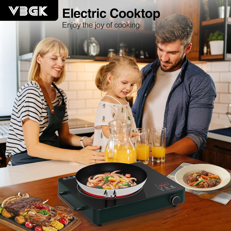 VBGK Electric Cooktop, 1800W Single Burner Induction Cooktop with 9
